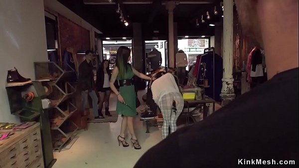Sweetheart has gang-fuck in public boutique