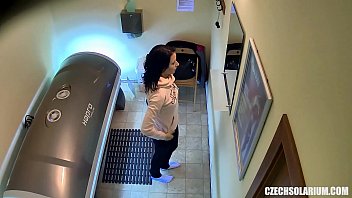 Czech Solarium – Nice Brown-haired Dame Tanning in couch
